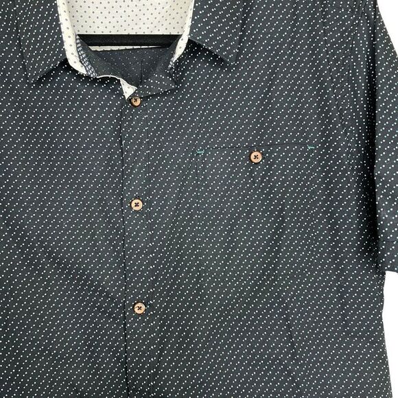 Level Ten Men’s Short Sleeve Button-Up Shirt Black with Dot Print Size XL - Picture 11 of 14